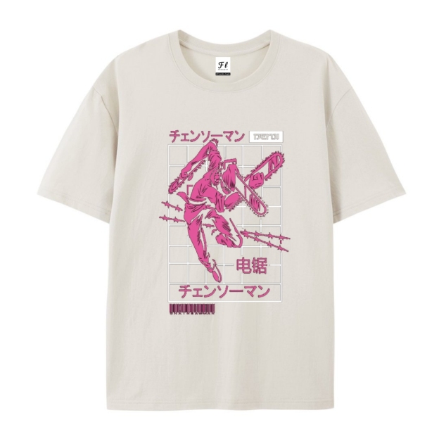Pure Cotton Unisex Round Neck Anime T-Shirt Chainsaw Man