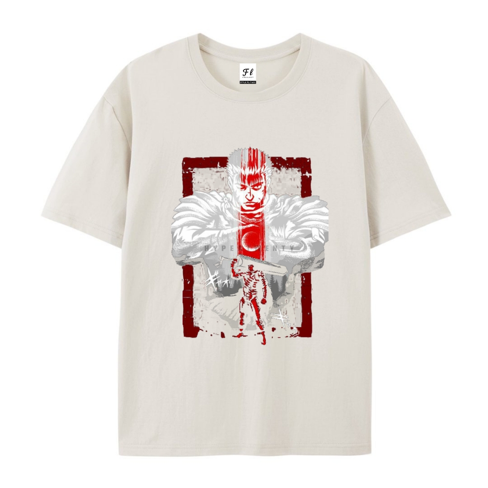 Pure Cotton Unisex Round Neck Anime T-Shirt Berserk