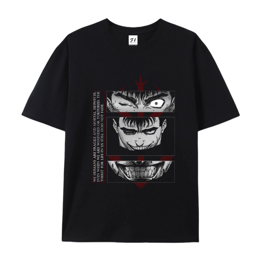 Pure Cotton Unisex Round Neck Anime T-Shirt Berserk