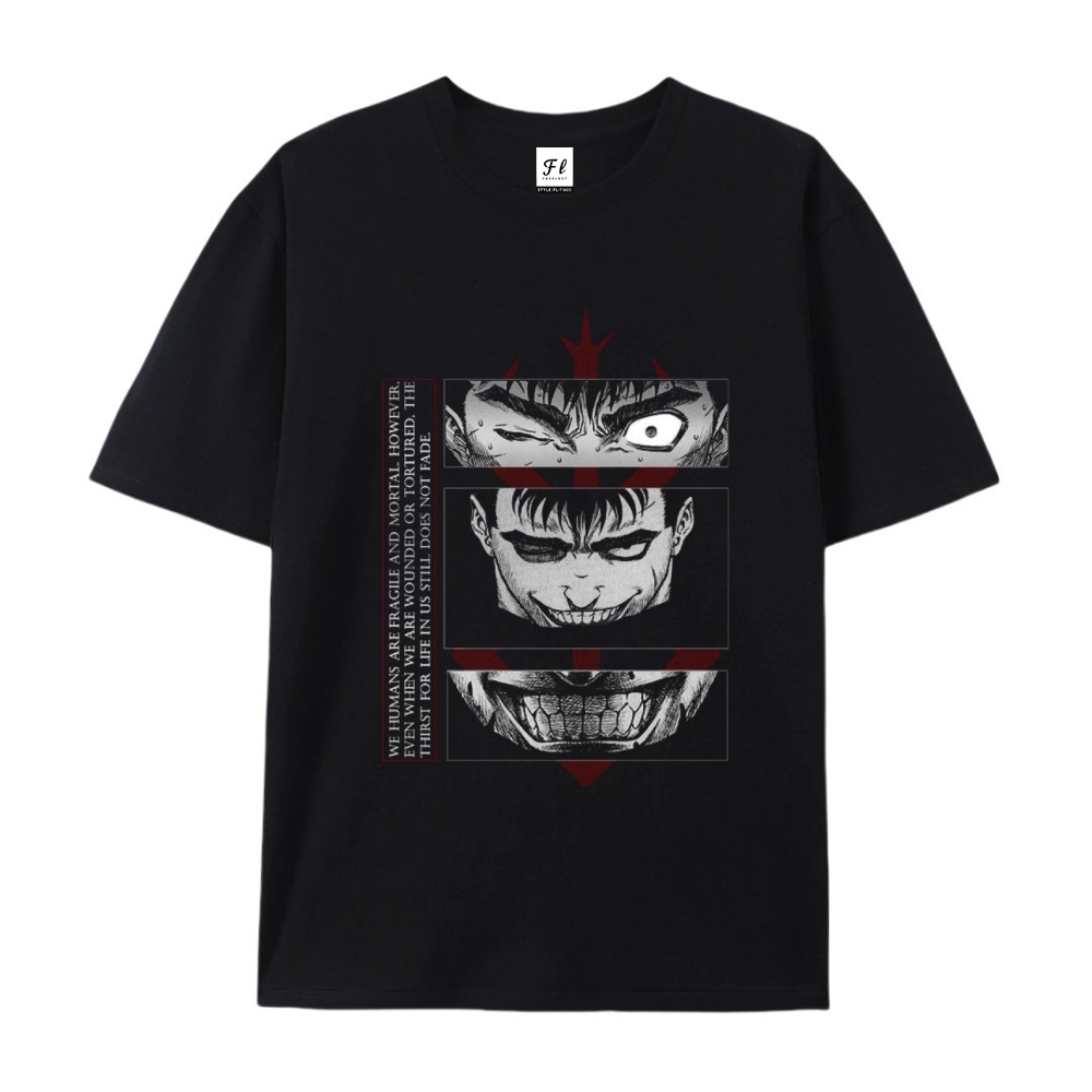 Pure Cotton Unisex Round Neck Anime T-Shirt Berserk