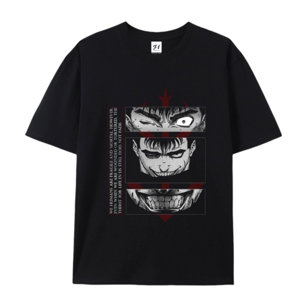 Pure Cotton Unisex Round Neck Anime T-Shirt Berserk