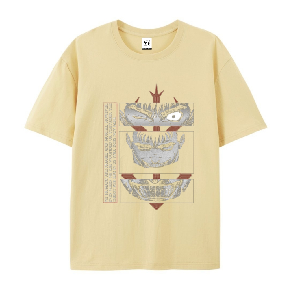 Pure Cotton Unisex Round Neck Anime T-Shirt Berserk