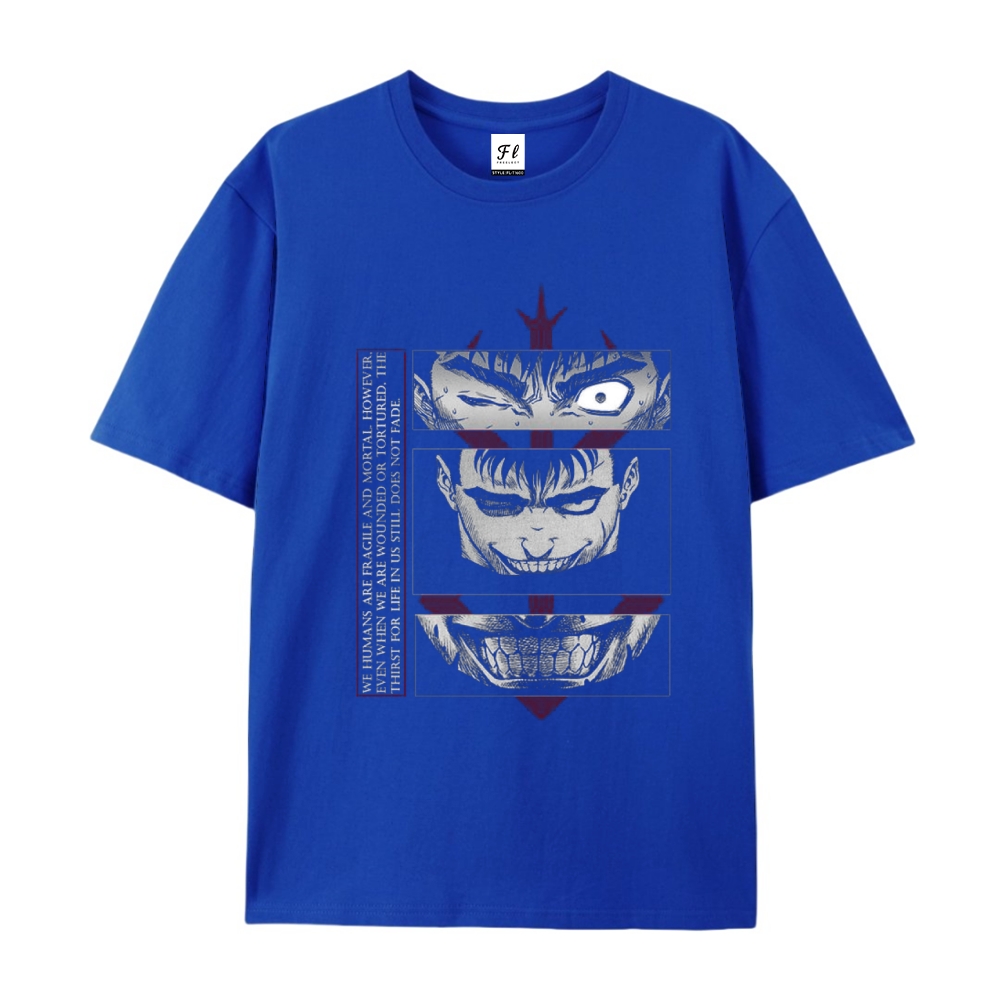 Pure Cotton Unisex Round Neck Anime T-Shirt Berserk