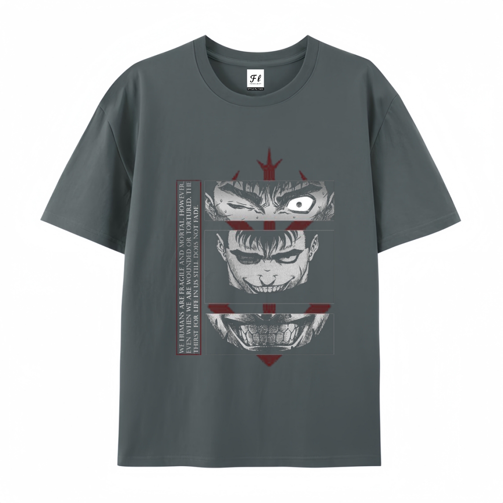 Pure Cotton Unisex Round Neck Anime T-Shirt Berserk