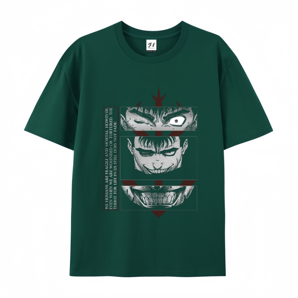 Pure Cotton Unisex Round Neck Anime T-Shirt Berserk