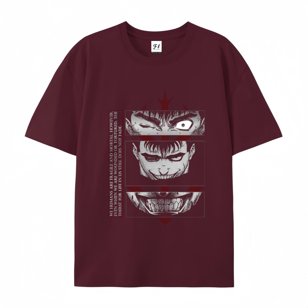Pure Cotton Unisex Round Neck Anime T-Shirt Berserk