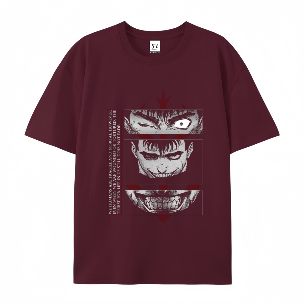 Pure Cotton Unisex Round Neck Anime T-Shirt Berserk
