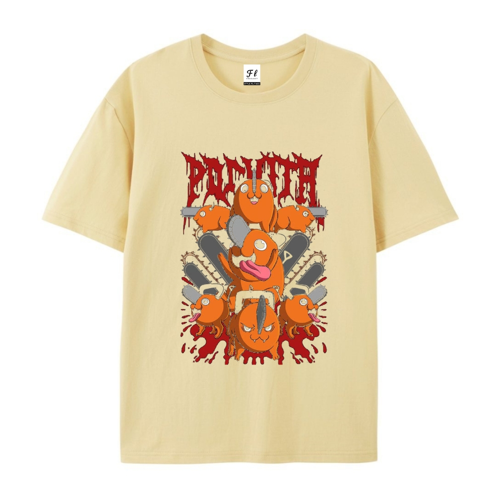 Pure Cotton Unisex Round Neck Anime T-Shirt Chainsaw Man