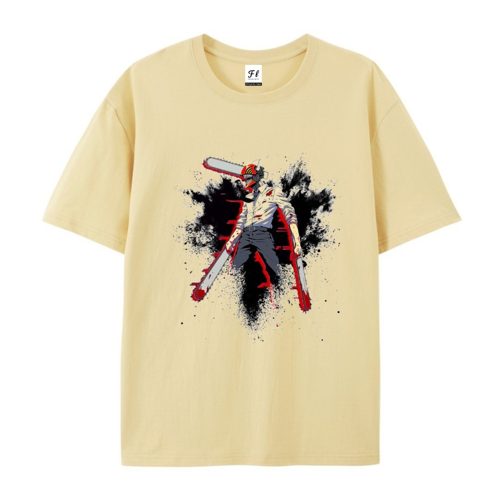 Pure Cotton Unisex Round Neck Anime T-Shirt Chainsaw Man