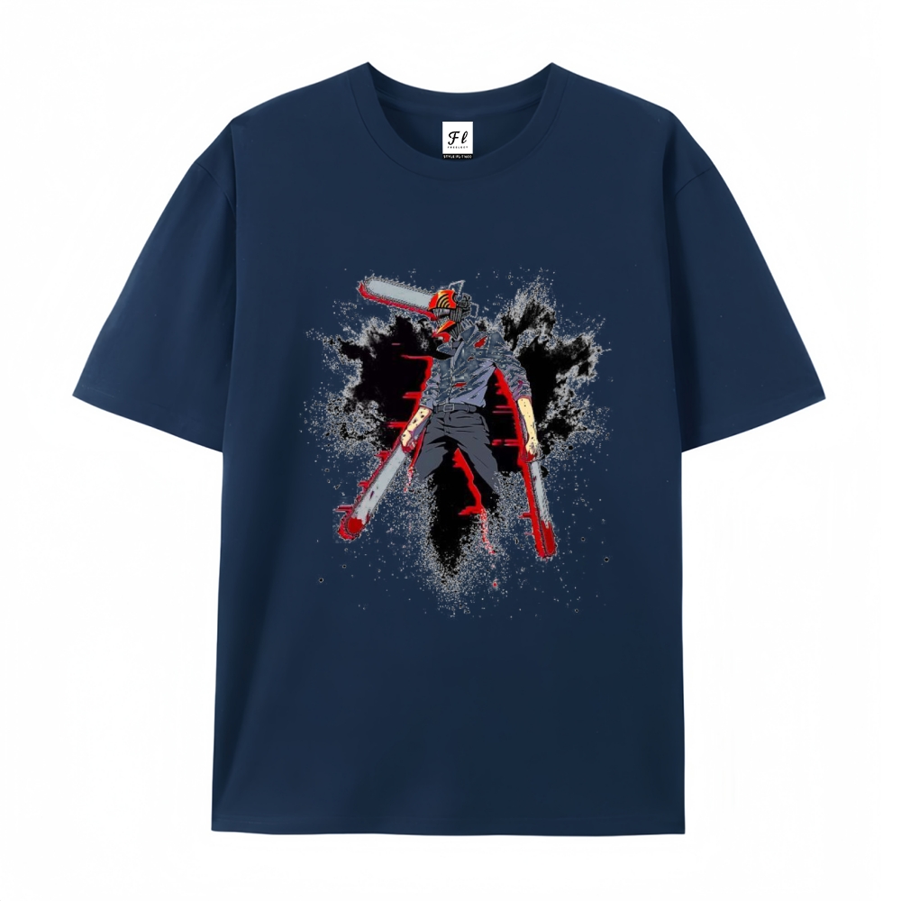 Pure Cotton Unisex Round Neck Anime T-Shirt Chainsaw Man