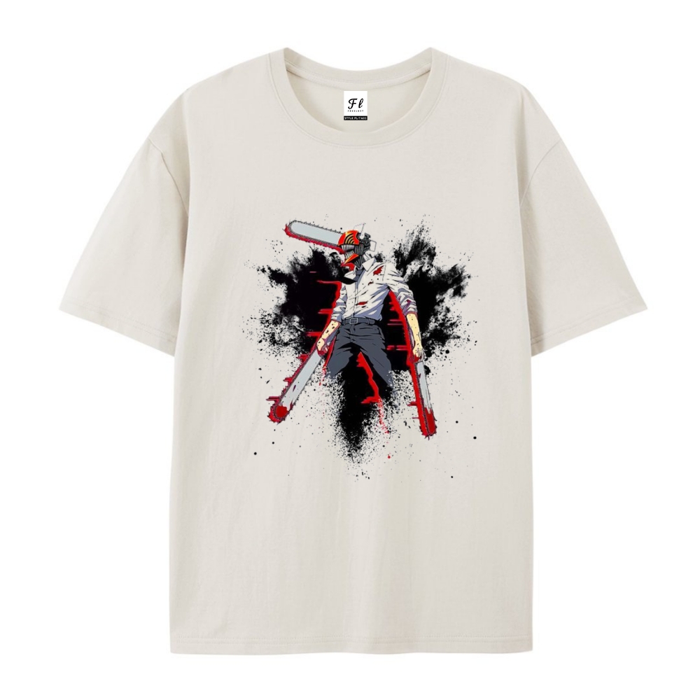 Pure Cotton Unisex Round Neck Anime T-Shirt Chainsaw Man