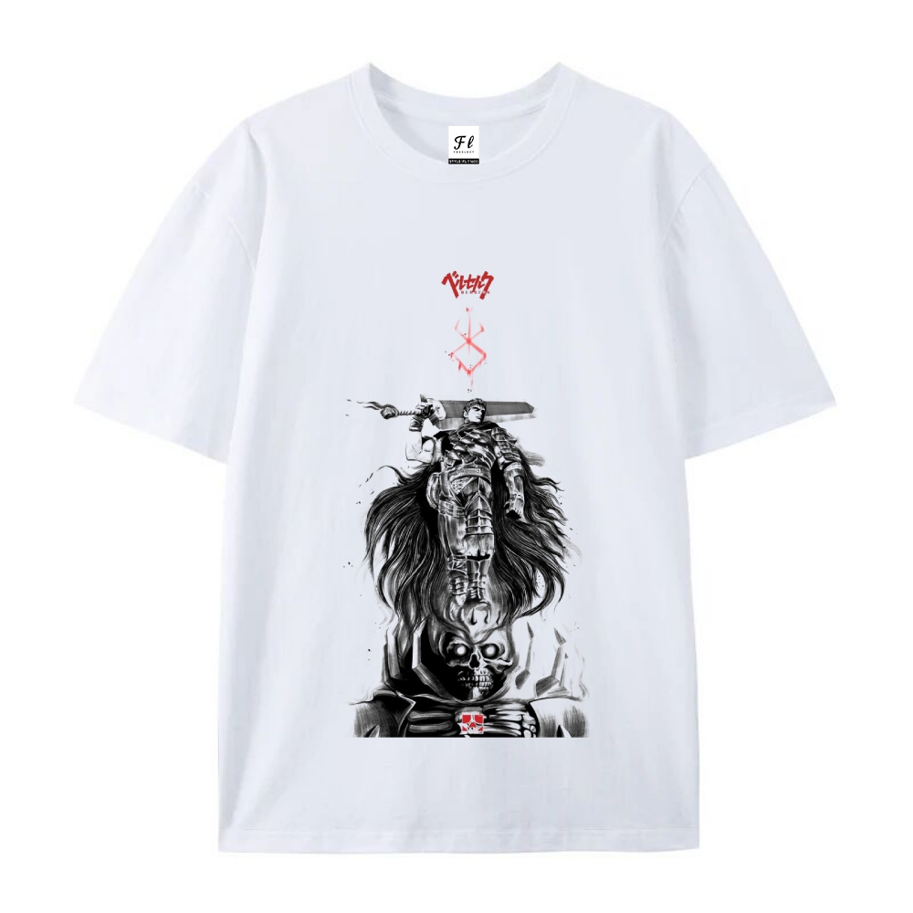 Pure Cotton Unisex Round Neck Anime T-Shirt Berserk