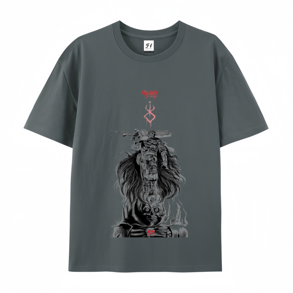 Pure Cotton Unisex Round Neck Anime T-Shirt Berserk