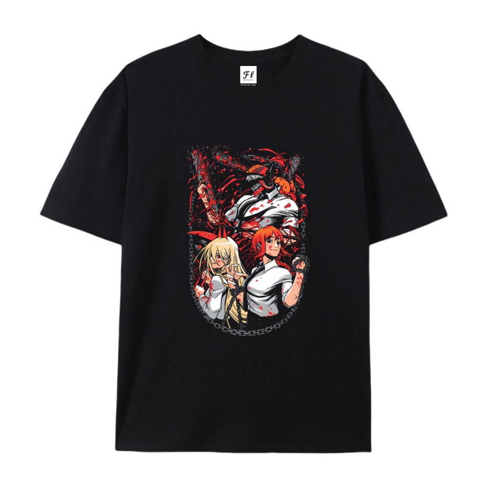 Pure Cotton Unisex Round Neck Anime T-Shirt Chainsaw Man