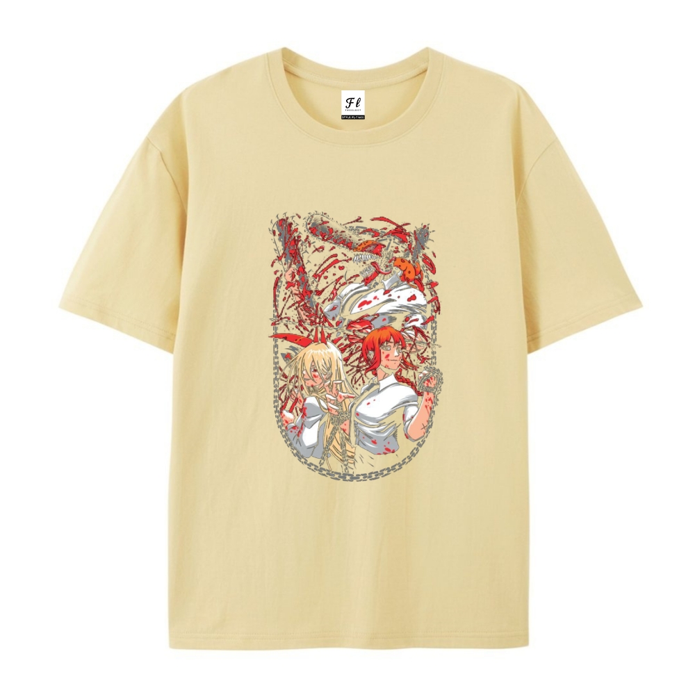 Pure Cotton Unisex Round Neck Anime T-Shirt Chainsaw Man