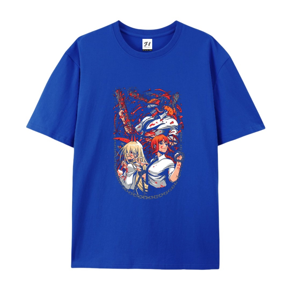 Pure Cotton Unisex Round Neck Anime T-Shirt Chainsaw Man