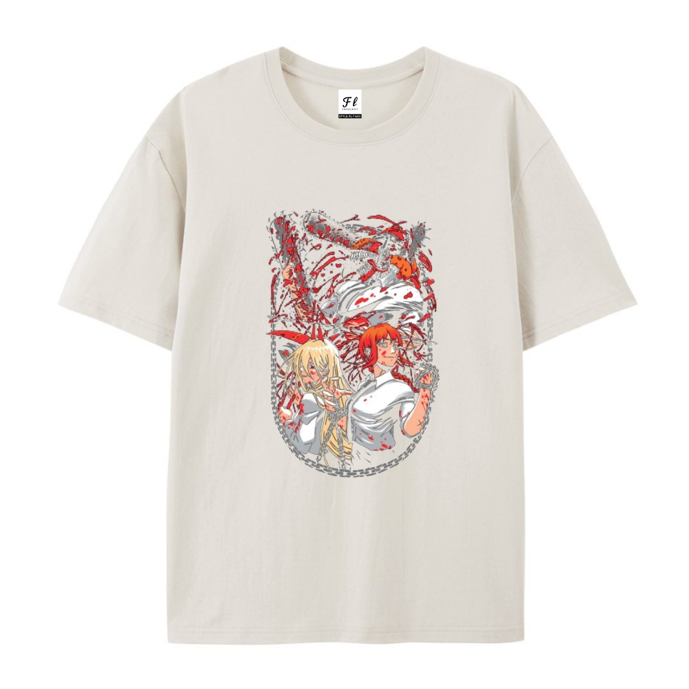 Pure Cotton Unisex Round Neck Anime T-Shirt Chainsaw Man