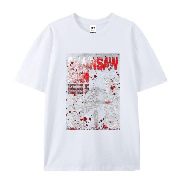 Pure Cotton Unisex Round Neck Anime T-Shirt Chainsaw Man