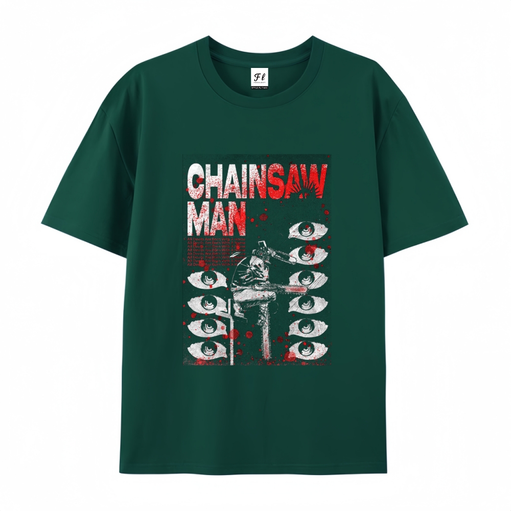 Pure Cotton Unisex Round Neck Anime T-Shirt Chainsaw Man