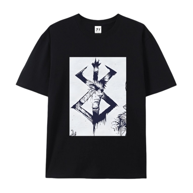Pure Cotton Unisex Round Neck Anime T-Shirt Berserk