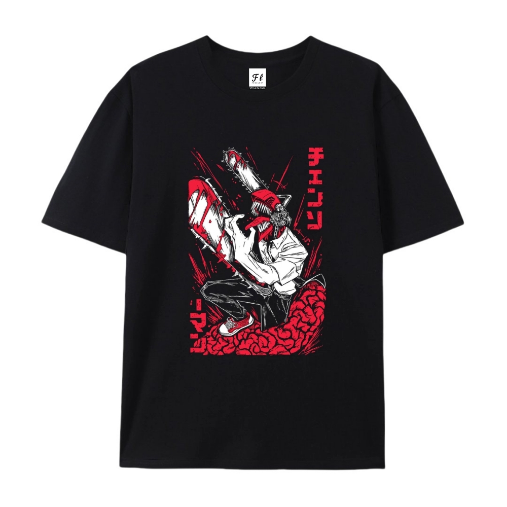 Pure Cotton Unisex Round Neck Anime T-Shirt Chainsaw Man