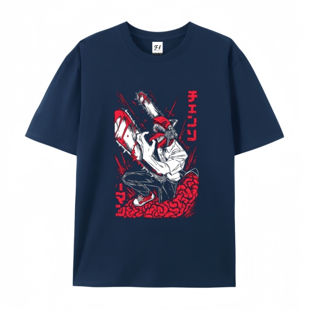 Pure Cotton Unisex Round Neck Anime T-Shirt Chainsaw Man