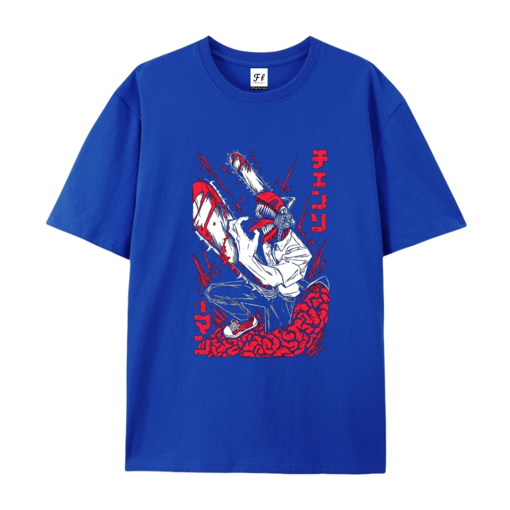 Pure Cotton Unisex Round Neck Anime T-Shirt Chainsaw Man