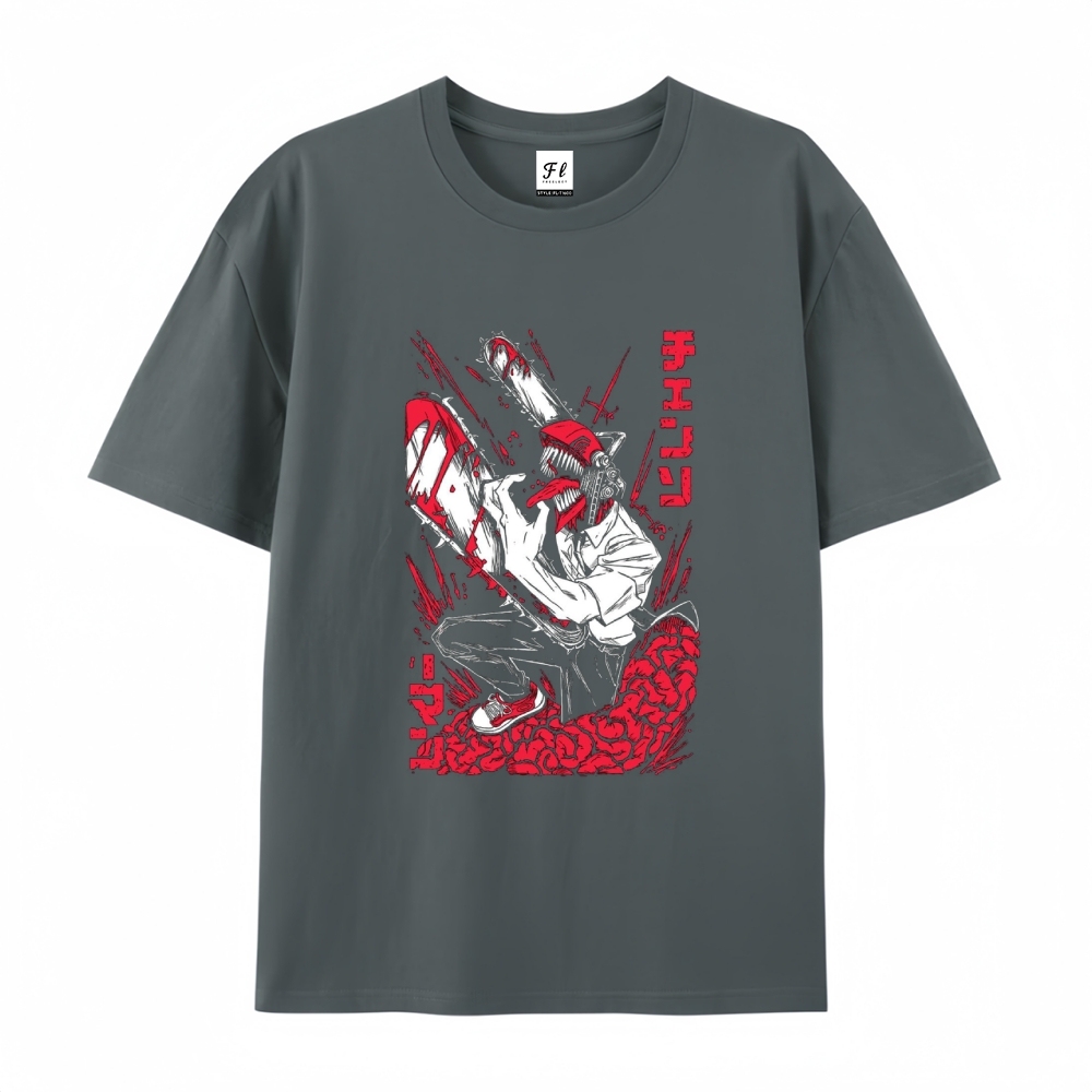 Pure Cotton Unisex Round Neck Anime T-Shirt Chainsaw Man