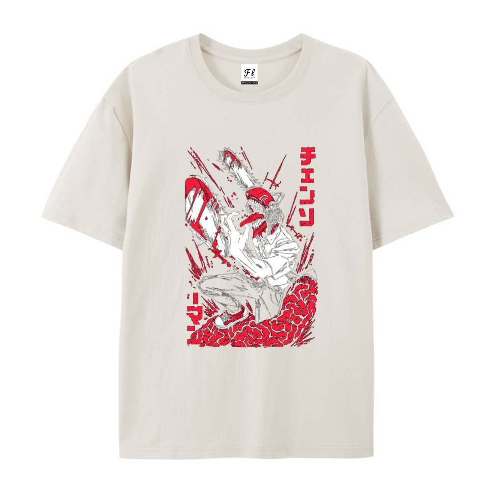 Pure Cotton Unisex Round Neck Anime T-Shirt Chainsaw Man