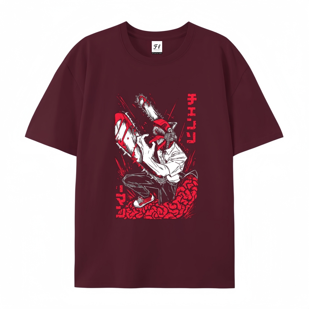 Pure Cotton Unisex Round Neck Anime T-Shirt Chainsaw Man