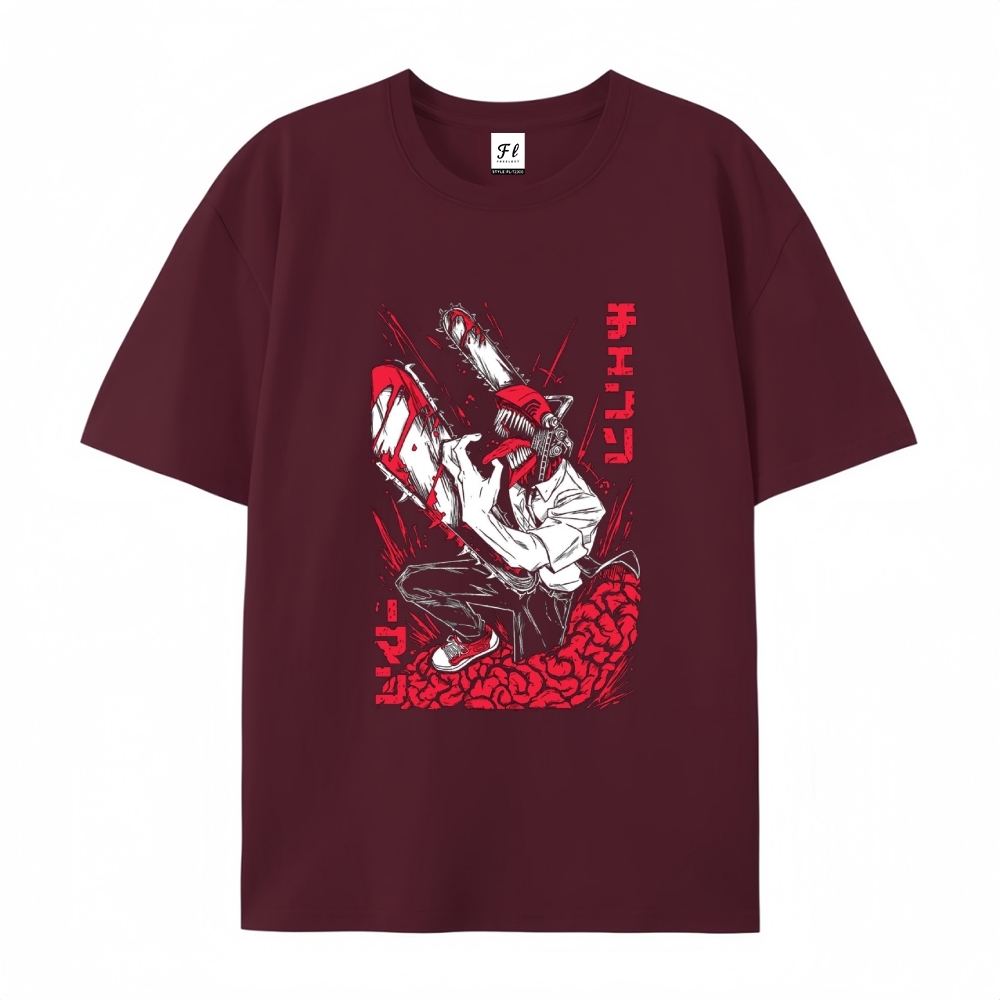 Pure Cotton Unisex Round Neck Anime T-Shirt Chainsaw Man