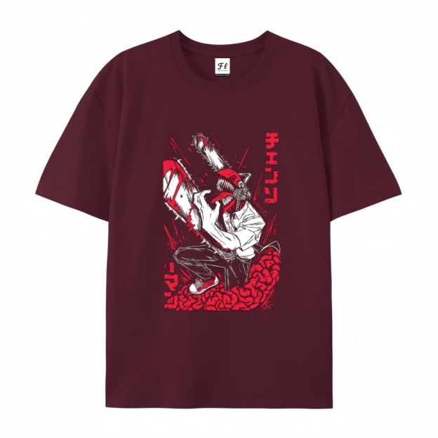 Pure Cotton Unisex Round Neck Anime T-Shirt Chainsaw Man