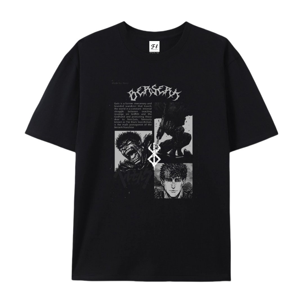 Pure Cotton Unisex Round Neck Anime T-Shirt Berserk