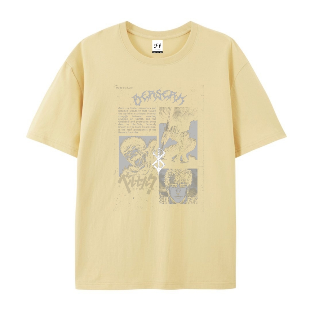 Pure Cotton Unisex Round Neck Anime T-Shirt Berserk