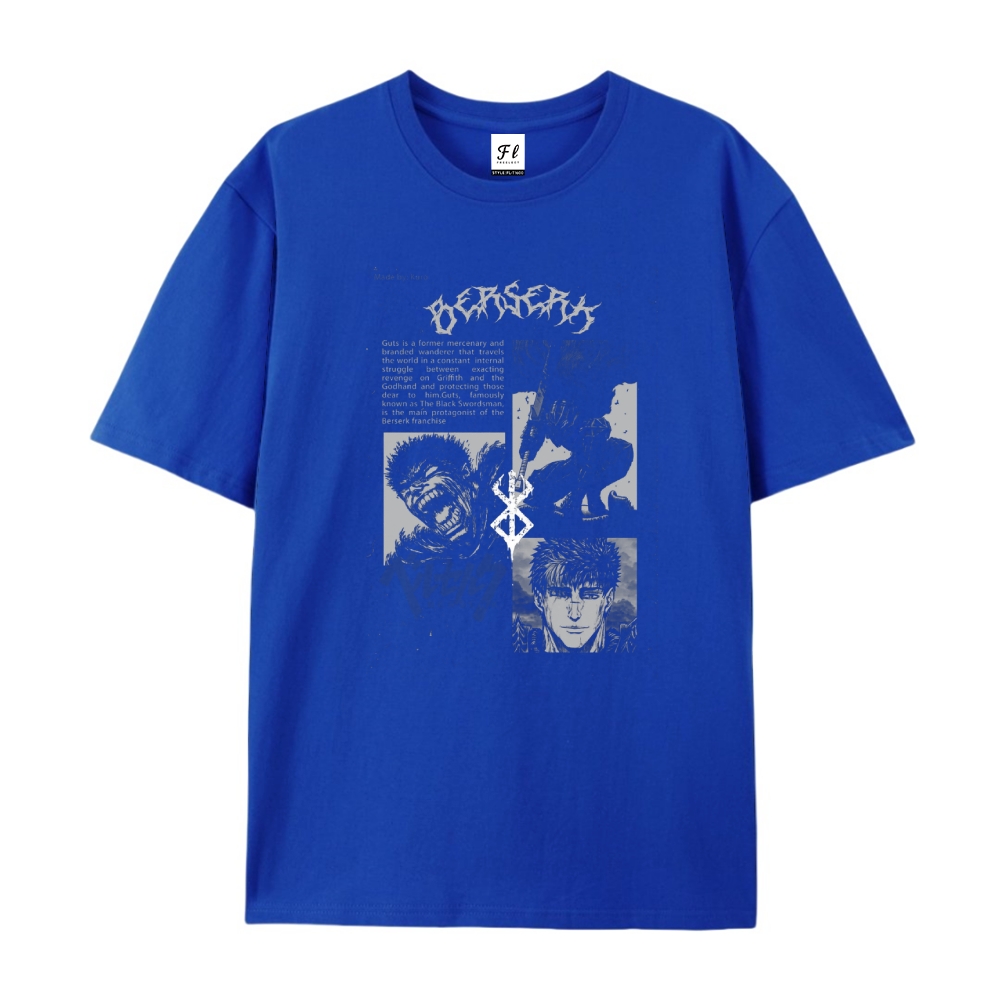 Pure Cotton Unisex Round Neck Anime T-Shirt Berserk