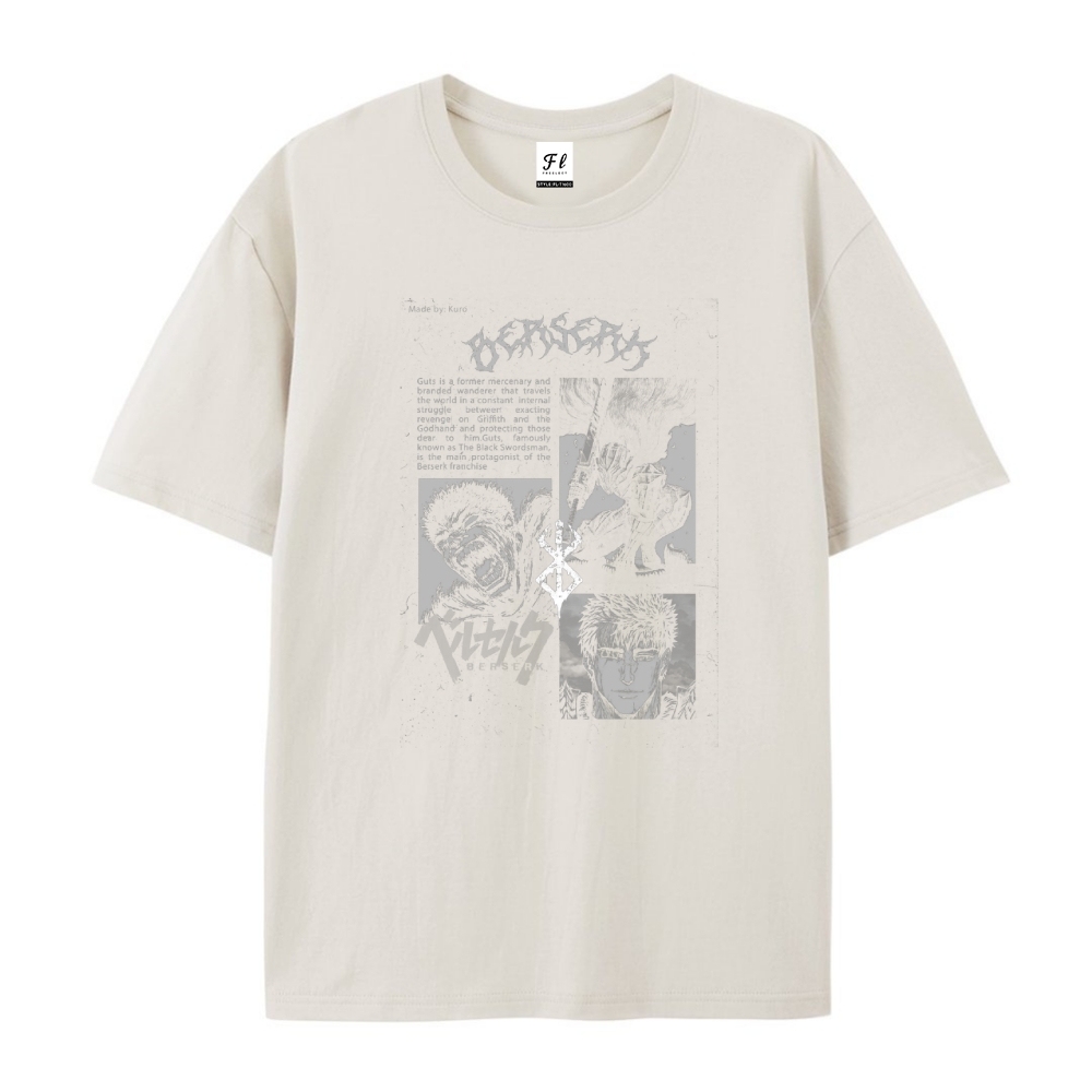 Pure Cotton Unisex Round Neck Anime T-Shirt Berserk