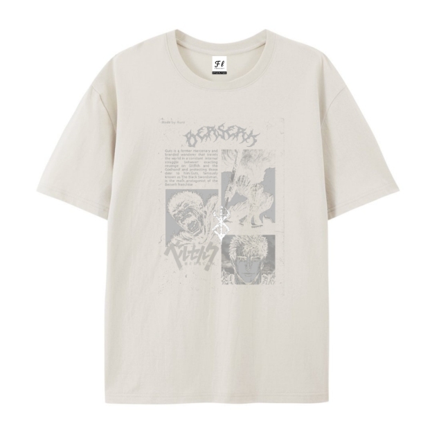 Pure Cotton Unisex Round Neck Anime T-Shirt Berserk