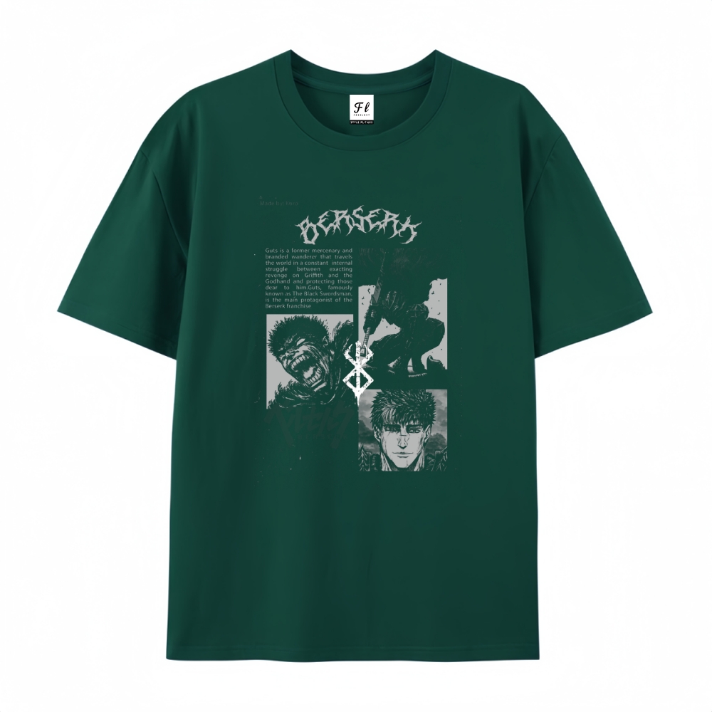 Pure Cotton Unisex Round Neck Anime T-Shirt Berserk