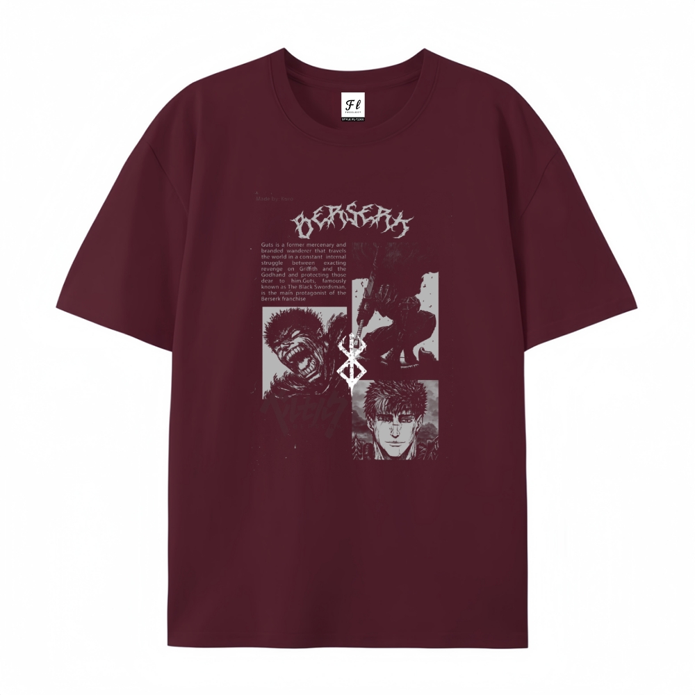 Pure Cotton Unisex Round Neck Anime T-Shirt Berserk