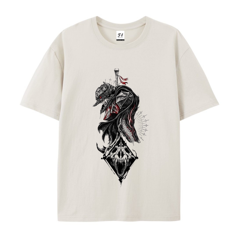 Pure Cotton Unisex Round Neck Anime T-Shirt Berserk