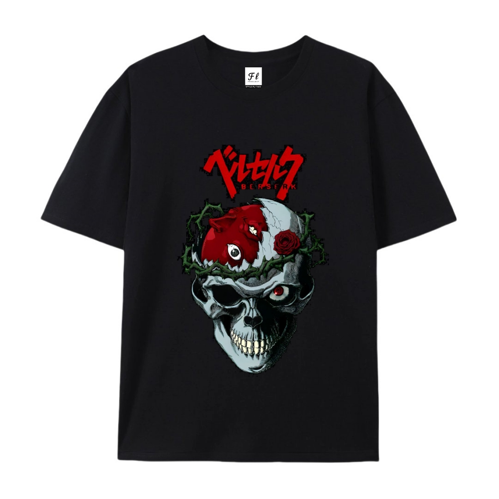 Pure Cotton Unisex Round Neck Anime T-Shirt Berserk