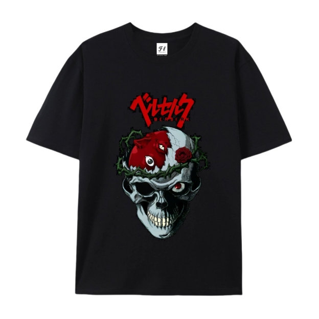 Pure Cotton Unisex Round Neck Anime T-Shirt Berserk