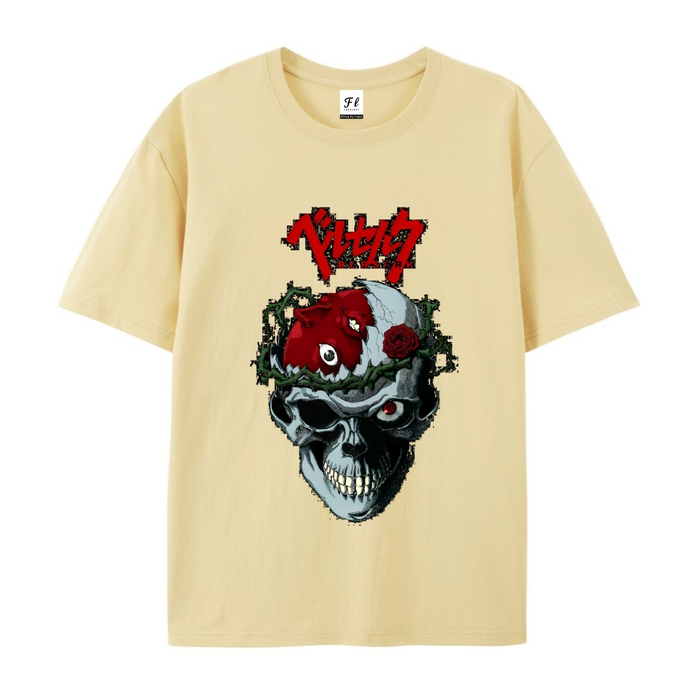 Pure Cotton Unisex Round Neck Anime T-Shirt Berserk