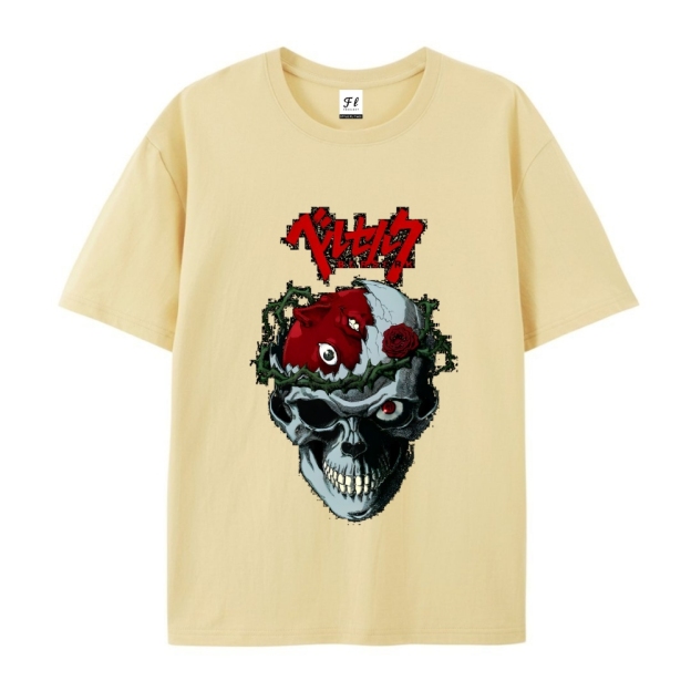 Pure Cotton Unisex Round Neck Anime T-Shirt Berserk