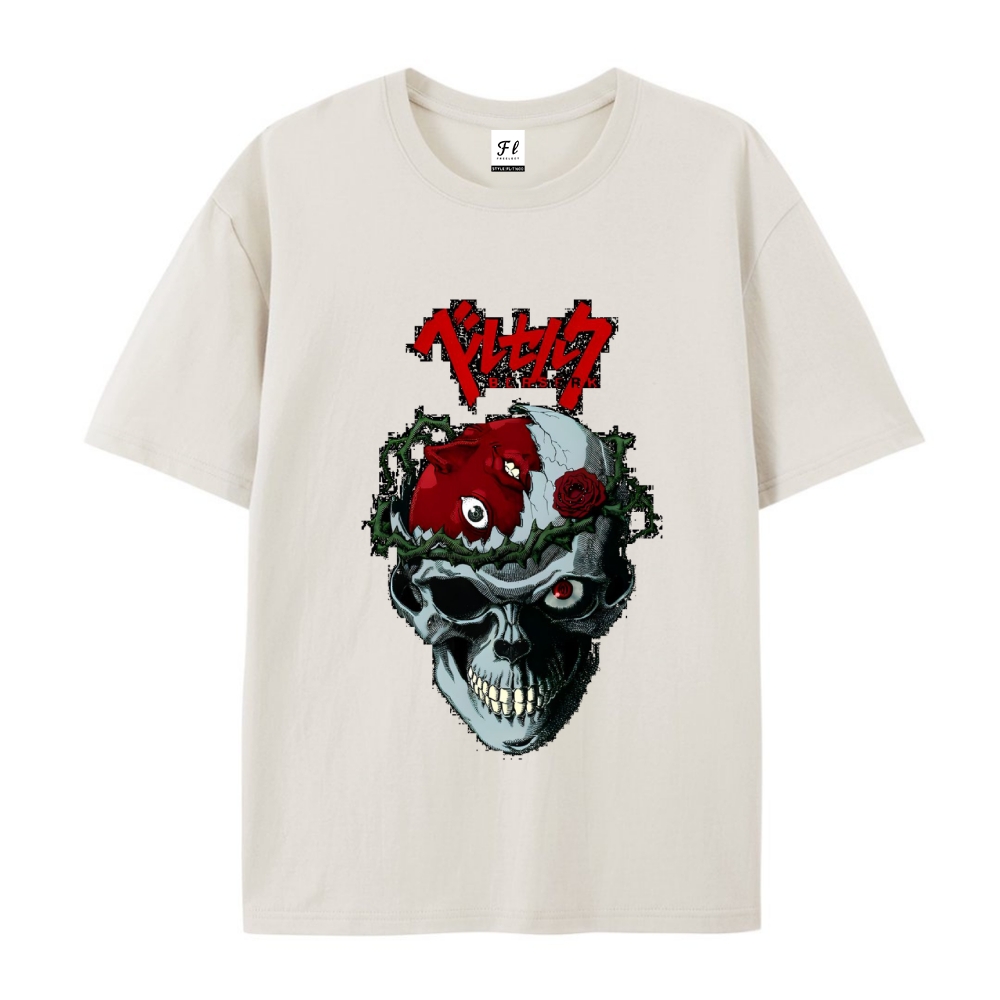 Pure Cotton Unisex Round Neck Anime T-Shirt Berserk