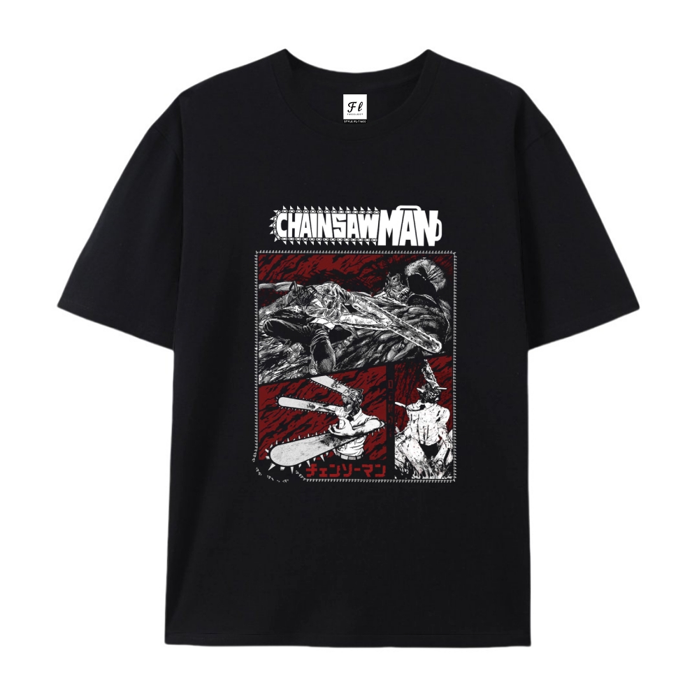 Pure Cotton Unisex Round Neck Anime T-Shirt Chainsaw Man