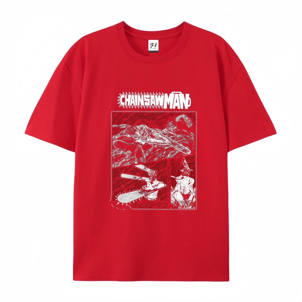 Pure Cotton Unisex Round Neck Anime T-Shirt Chainsaw Man