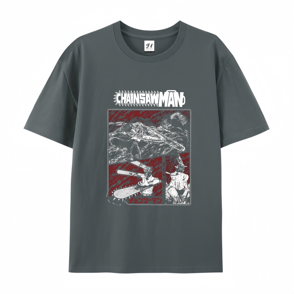 Pure Cotton Unisex Round Neck Anime T-Shirt Chainsaw Man
