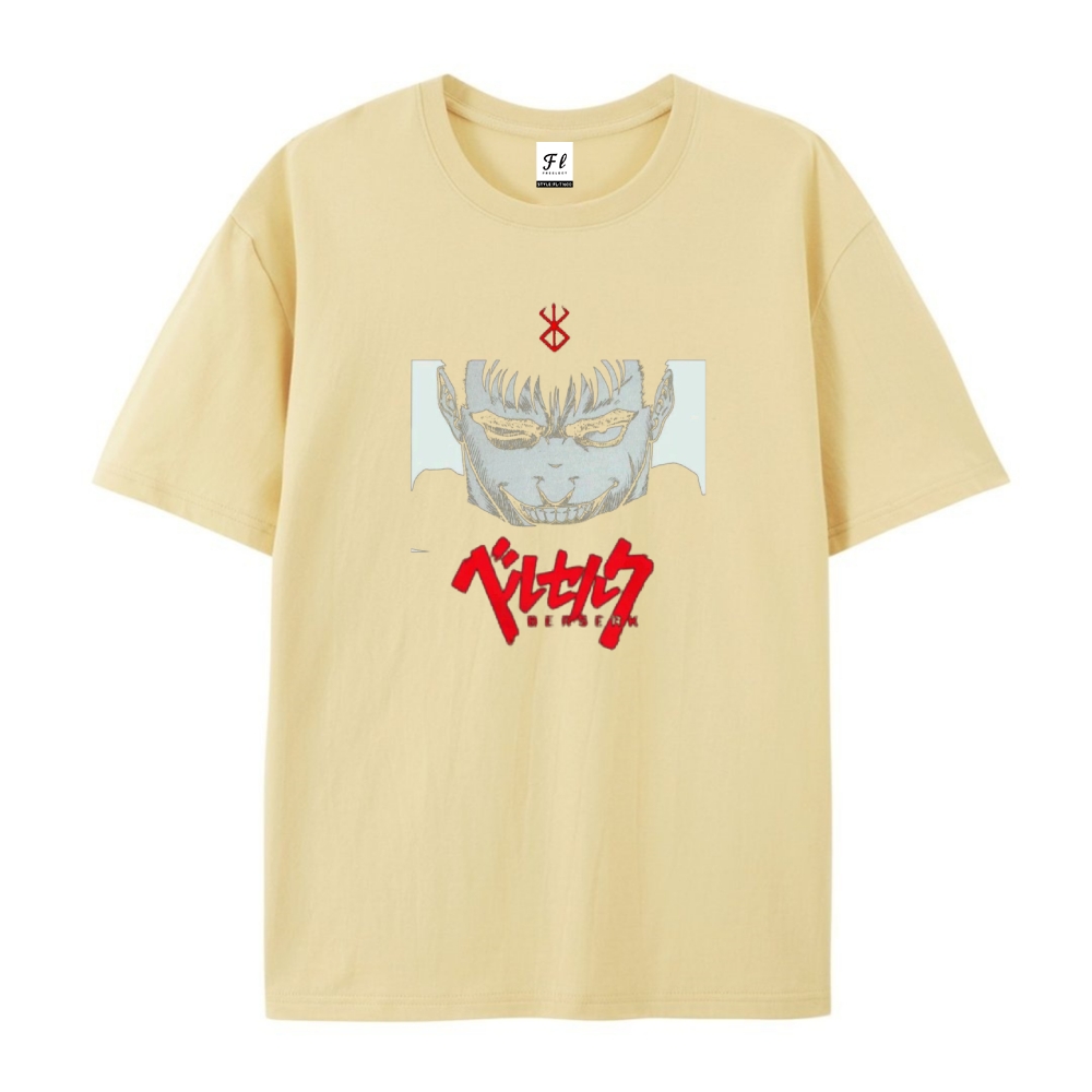 Pure Cotton Unisex Round Neck Anime T-Shirt Berserk