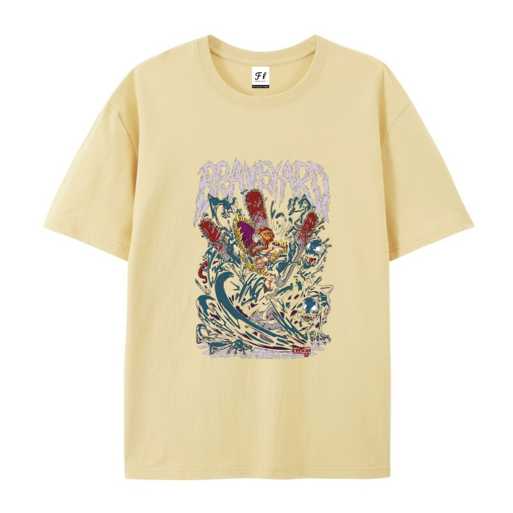 Pure Cotton Unisex Round Neck Anime T-Shirt Chainsaw Man